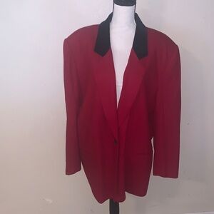 Jaclyn Smith Classics Red Wool Velvet Collar Riding Jacket Blazer